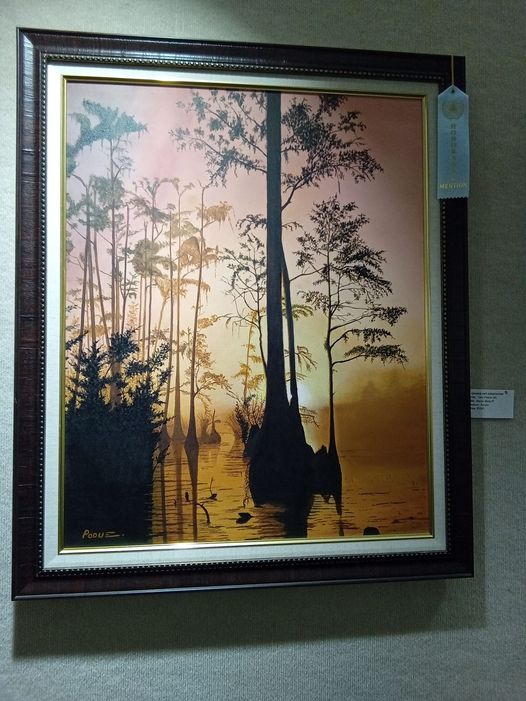 HONORABLE MENTION in the Masters Category.... Bayou Bling ... by artist Tony Podue. (Acrylic)