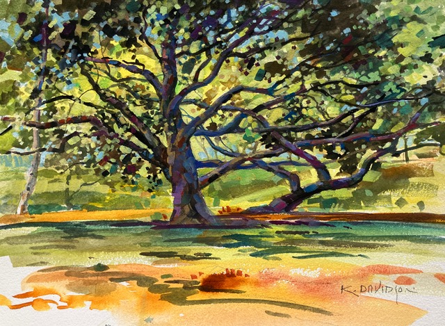 Live Oak gouache painting by Kevin Davidson